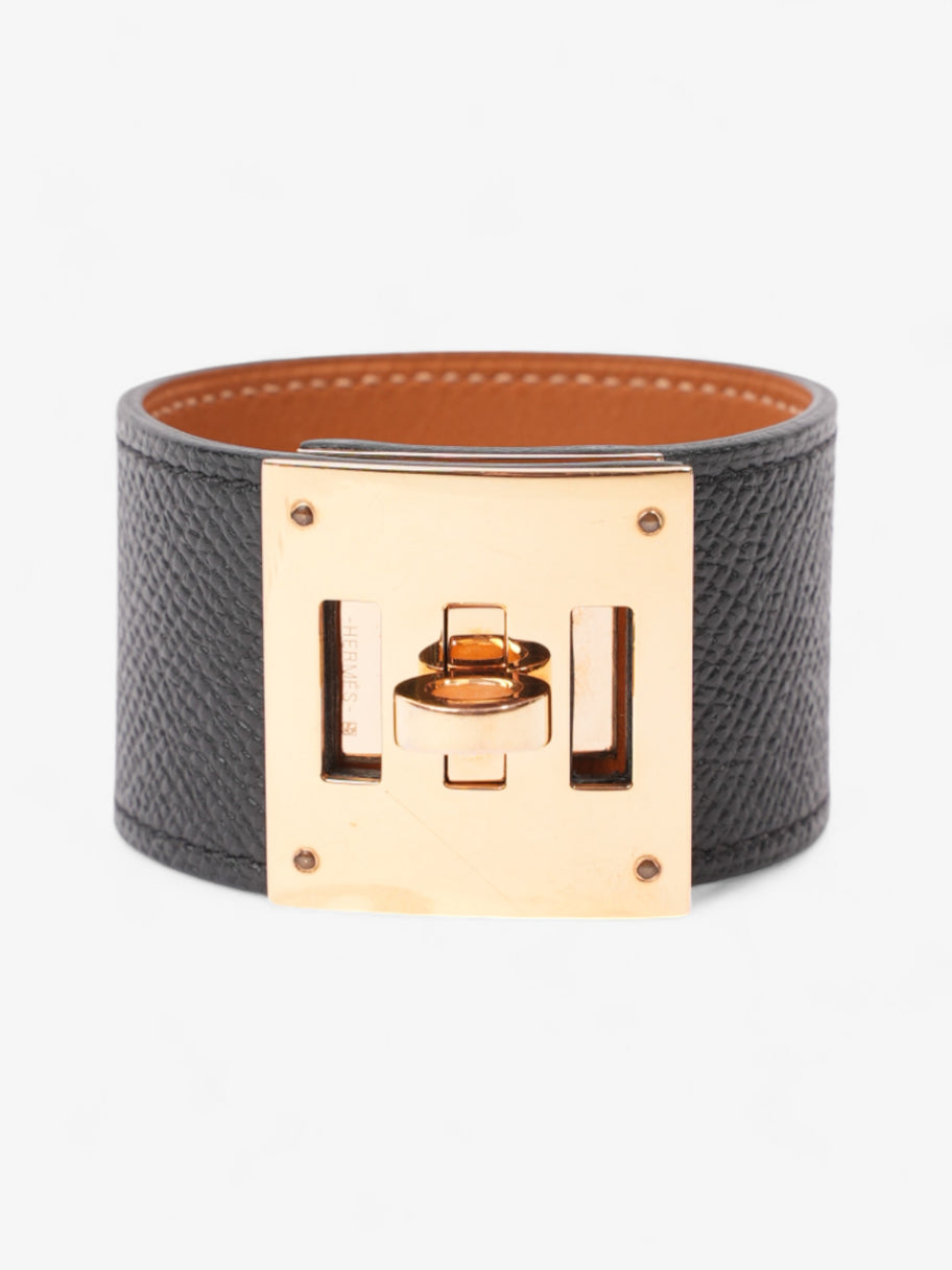 Hermes Kelly Dog Bracelet Black / Gold Leather Image 1