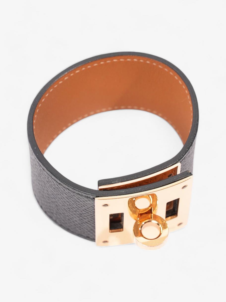 Hermes Kelly Dog Bracelet Black / Gold Leather Image 2