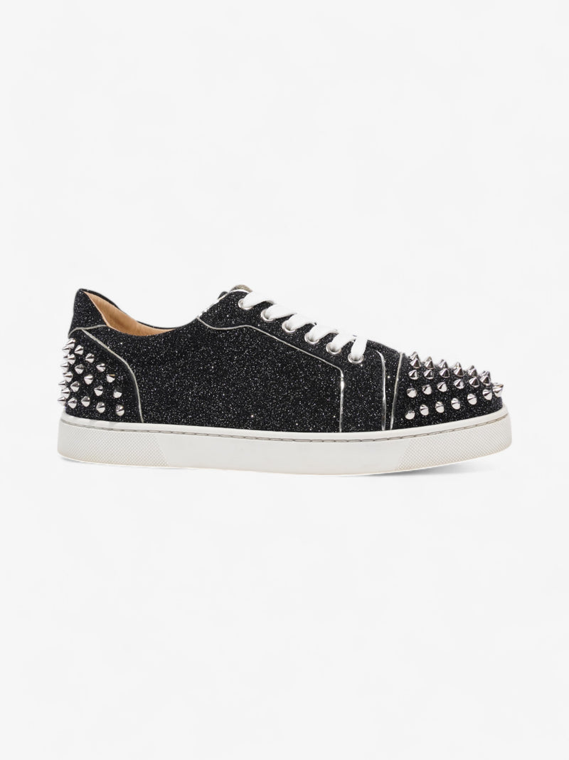  Christian Louboutin Vieira 2 Flat Black / Silver Glitter EU 39 UK 6