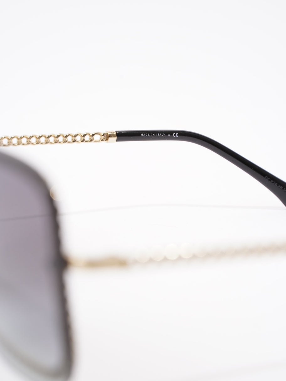 Chain Detailed Sunglasses with Double Chain Black / Gold Acetate 140mm Image 6