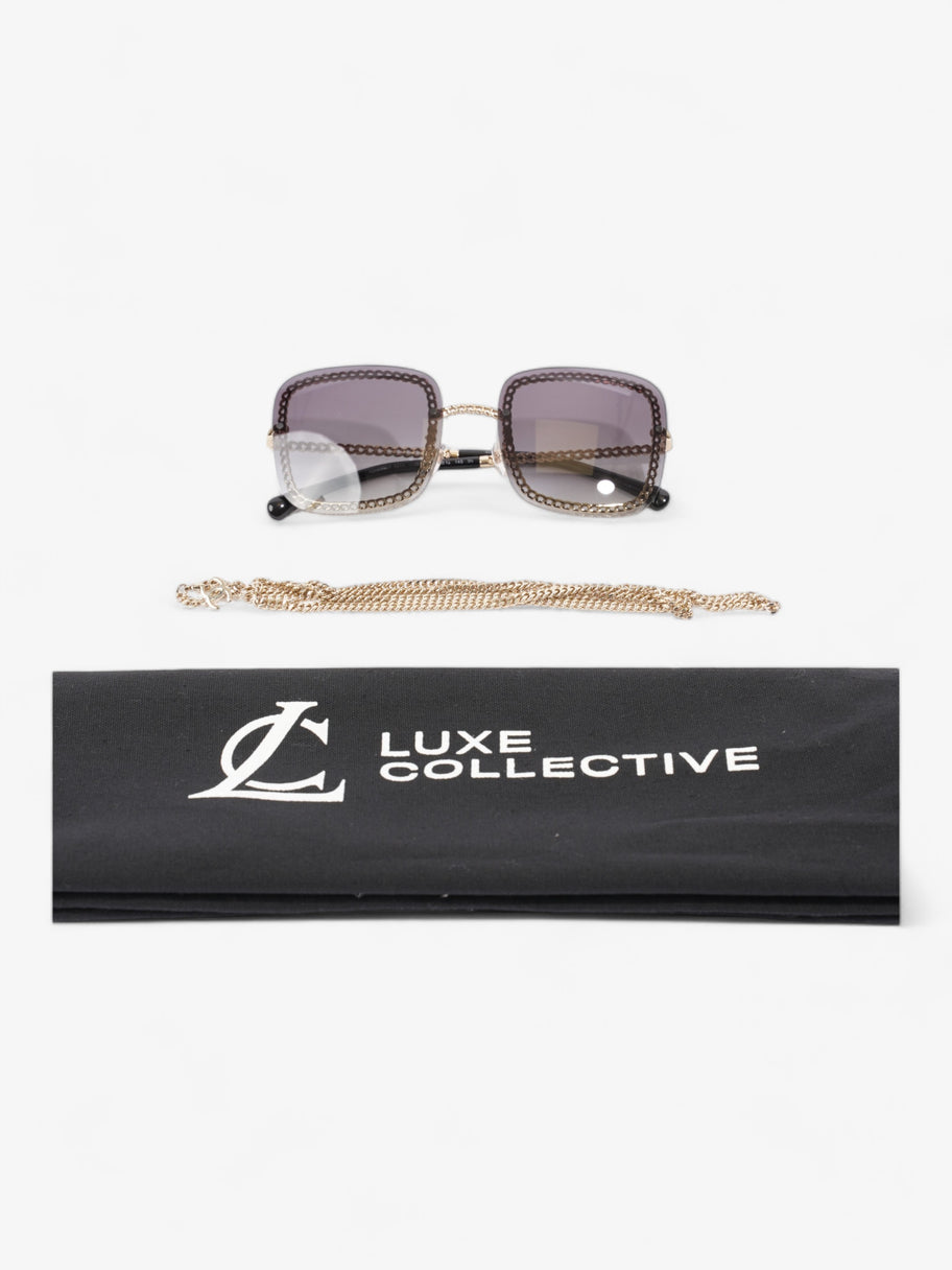 Chain Detailed Sunglasses with Double Chain Black / Gold Acetate 140mm Image 9