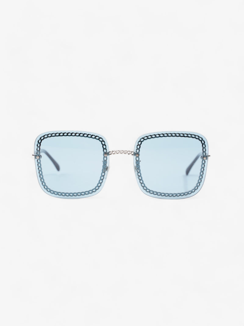  Chanel Chain Detailed Sunglasses with Double Chain Blue / Silver Acetate 140mm