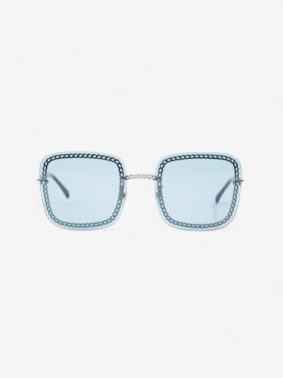 Chanel Chain Detailed Sunglasses with Double Chain Blue / Silver Acetate 140mm Image 1