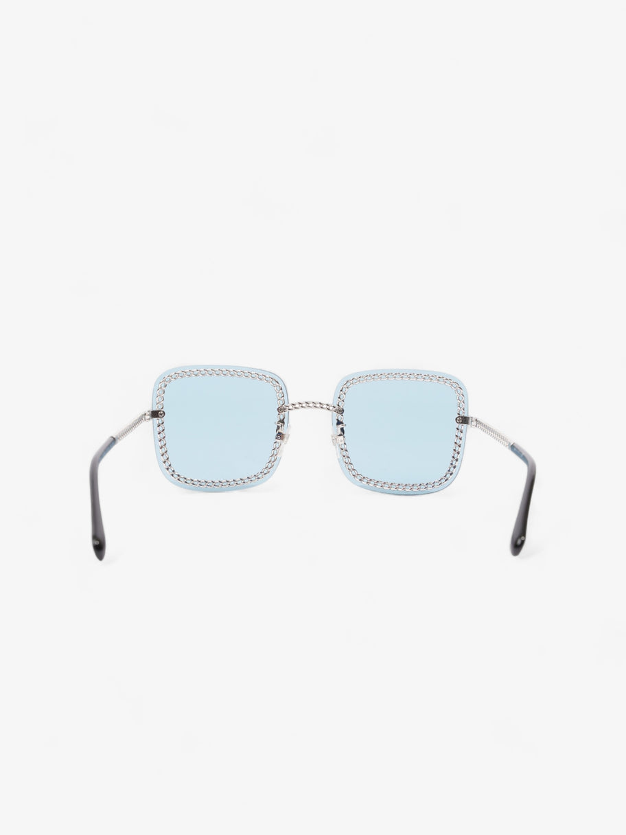 Chanel Chain Detailed Sunglasses with Double Chain Blue / Silver Acetate 140mm Image 3