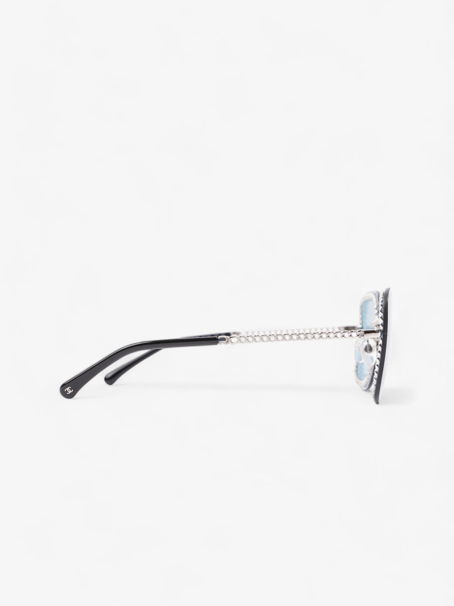 Chanel Chain Detailed Sunglasses with Double Chain Blue / Silver Acetate 140mm Image 4