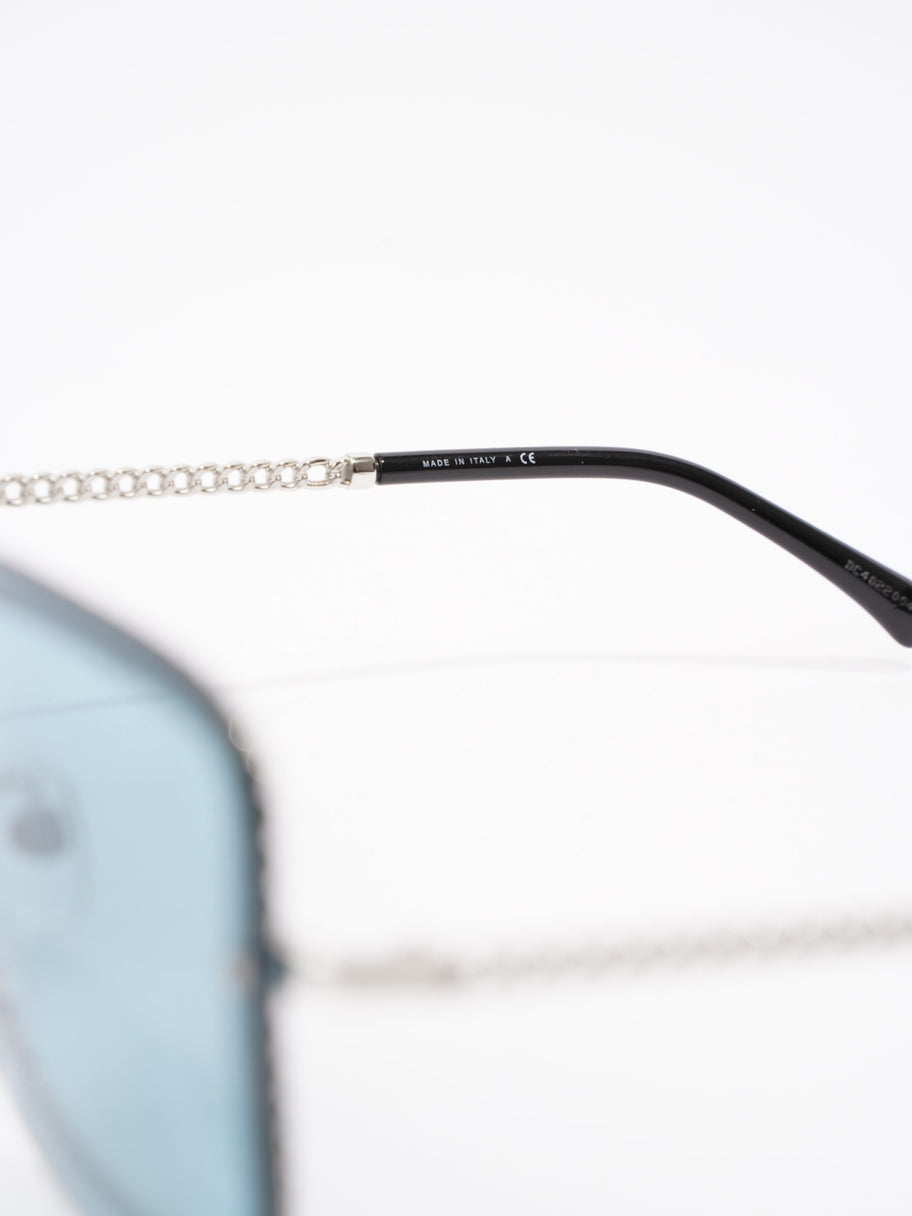 Chanel Chain Detailed Sunglasses with Double Chain Blue / Silver Acetate 140mm Image 6