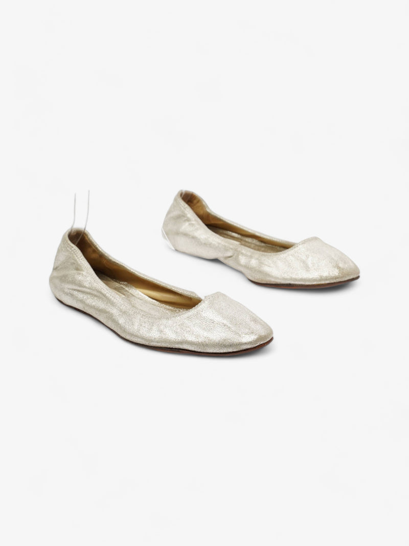  Lanvin Ballet Flat Silver Leather EU 37 UK 4