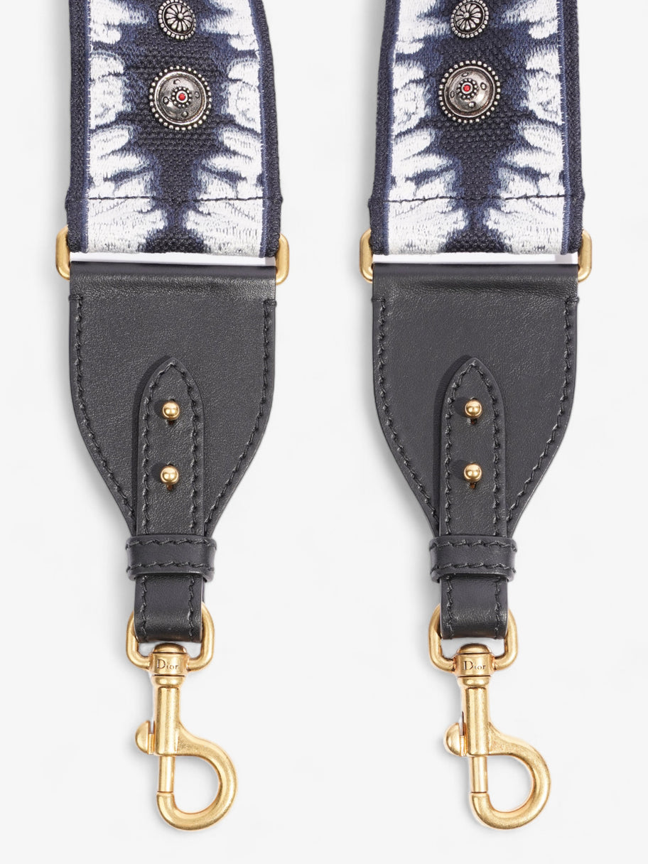 Christian Dior Saddle Bag Strap Navy / Black / White Canvas Image 7