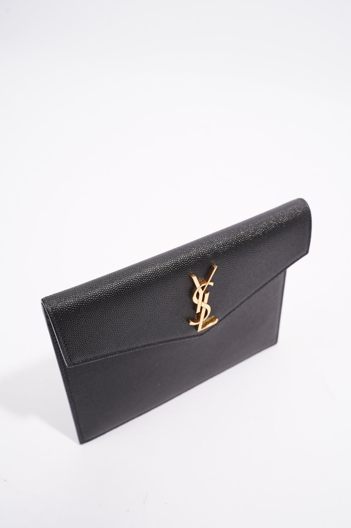 Saint Laurent Uptown Pouch Black Grained Leather Baby – Luxe