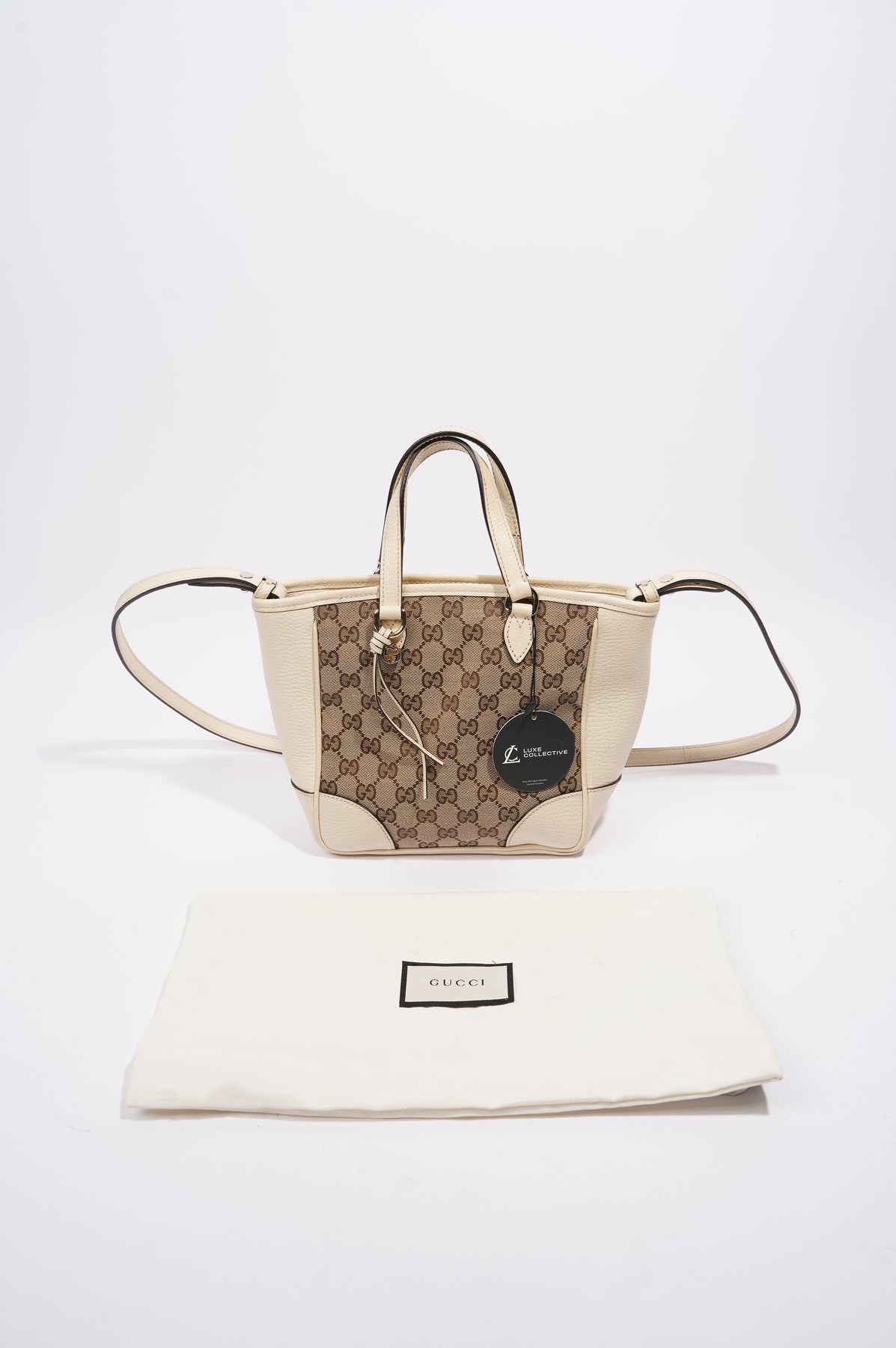 Gucci Bree Monogram GG Canvas Tote Small Beige/Pink in Leather