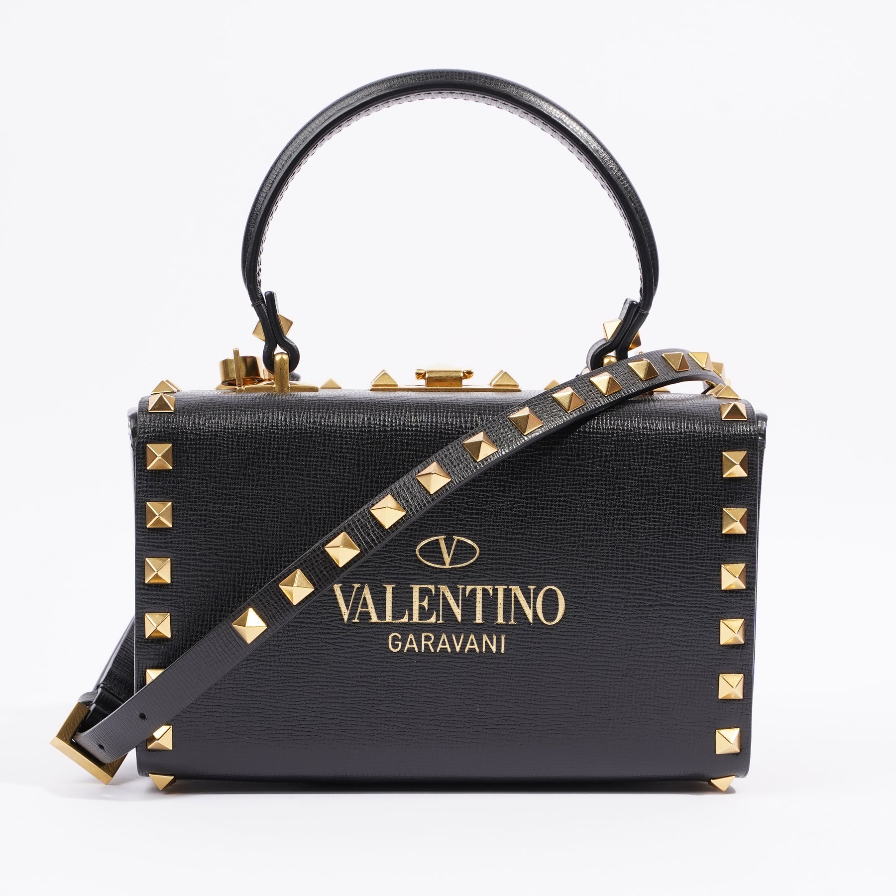 Valentino Red Leather Small Rockstud Alcove Tote Valentino