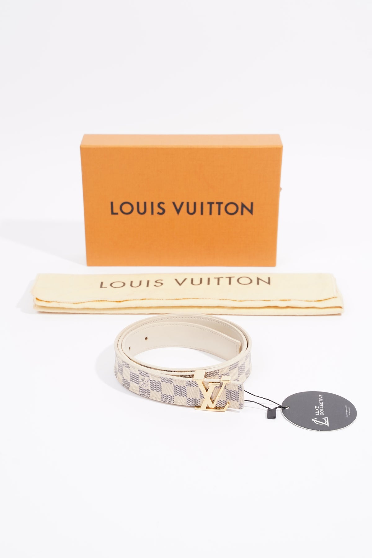 Louis Vuitton Damier Azur Canvas Tresor Belt Size 80 cm Louis Vuitton