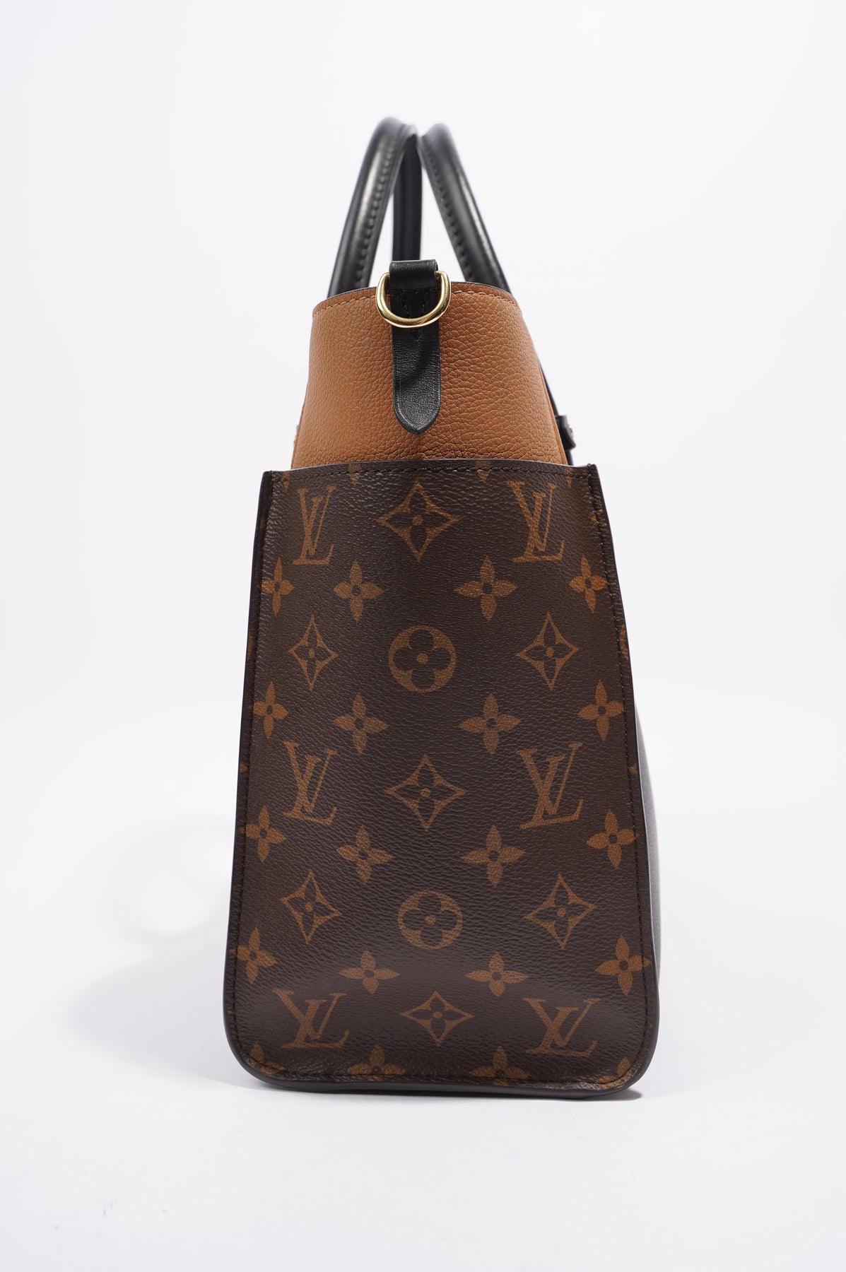 Louis Vuitton On My Side Tote MM Black,Brown Canvas,Leather Monogram