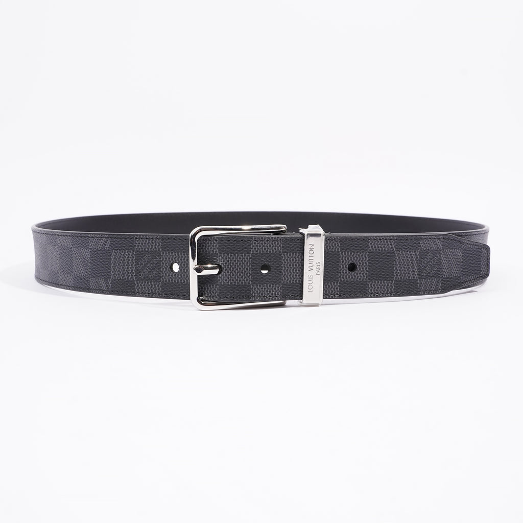 Louis Vuitton Black Damier Graphite Canvas Pont Neuf Belt 95CM