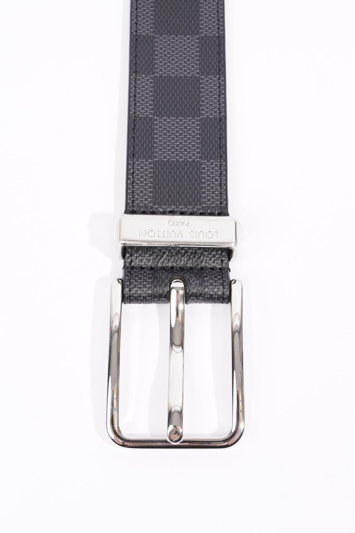 Louis Vuitton Black Damier Graphite Canvas Pont Neuf Belt 95CM
