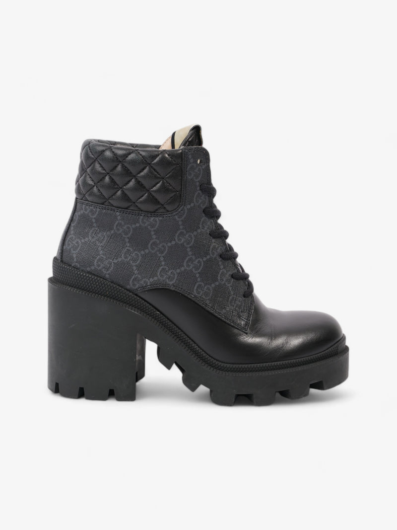  Gucci GG Trip Supreme Boots 90 Black / Grey Leather EU 37 UK 4