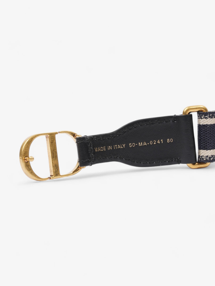 Christian Dior CD Belt Blue / Black / Gold Canvas Medium - 87.5cm Image 4