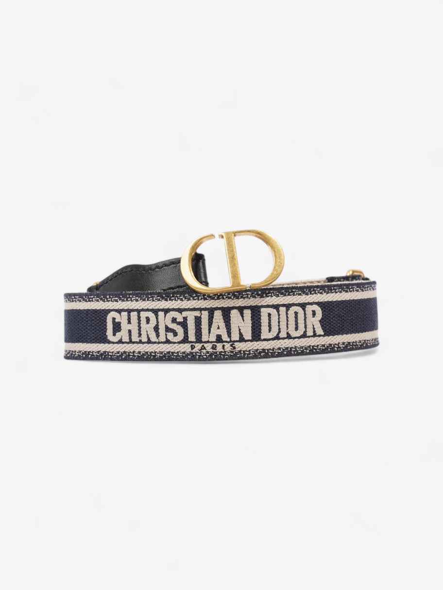 Christian Dior CD Belt Blue / Black / Gold Canvas Medium - 87.5cm Image 5