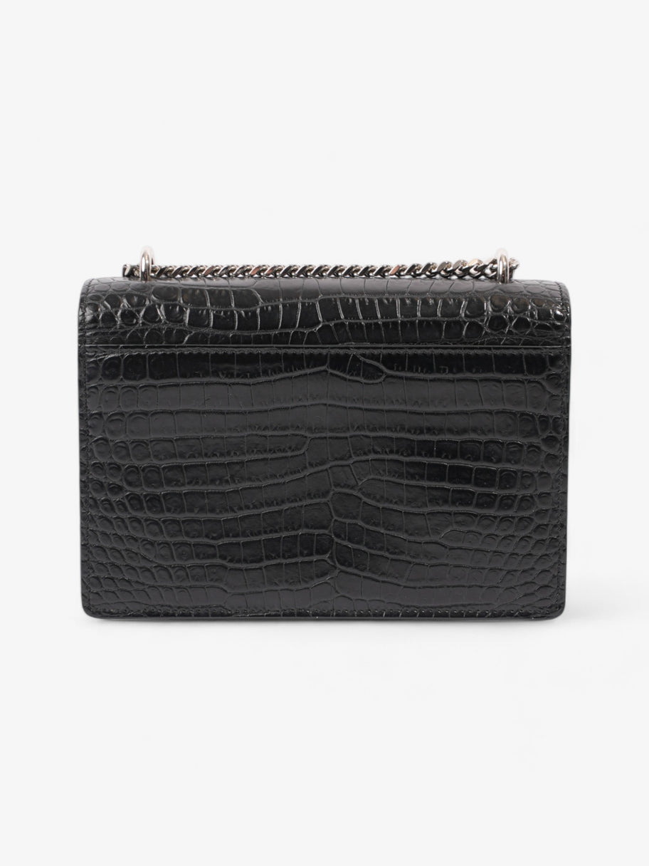 Saint Laurent Sunset Chain Wallet Black Embossed Leather Image 4