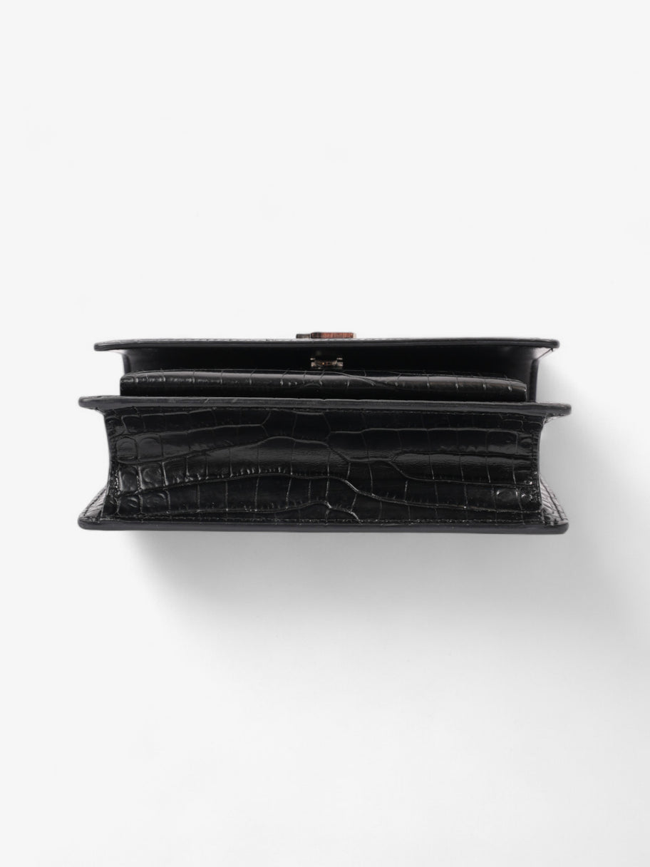 Saint Laurent Sunset Chain Wallet Black Embossed Leather Image 6