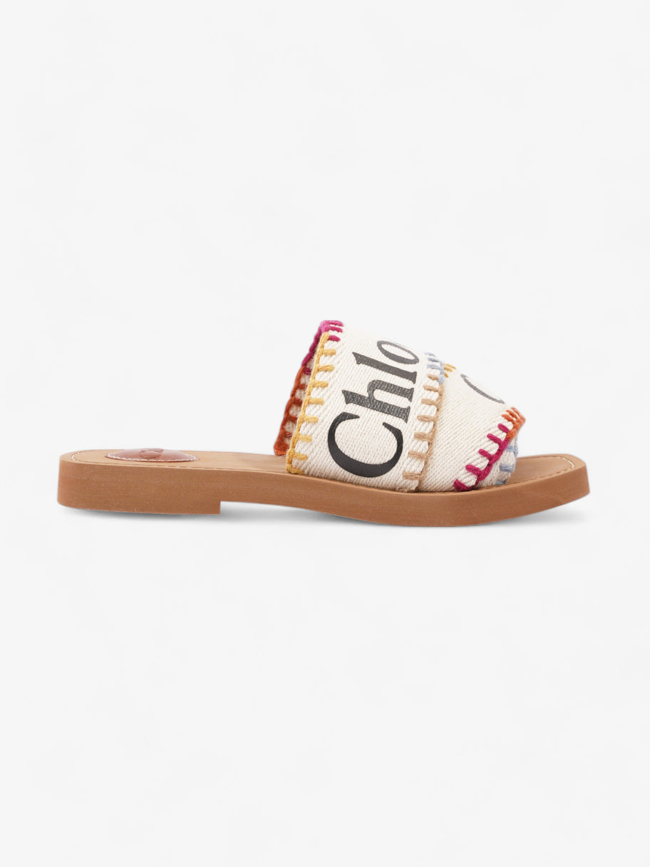 Chloe Woody Sandals White / Black Fabric EU 34 UK 1 Image 1