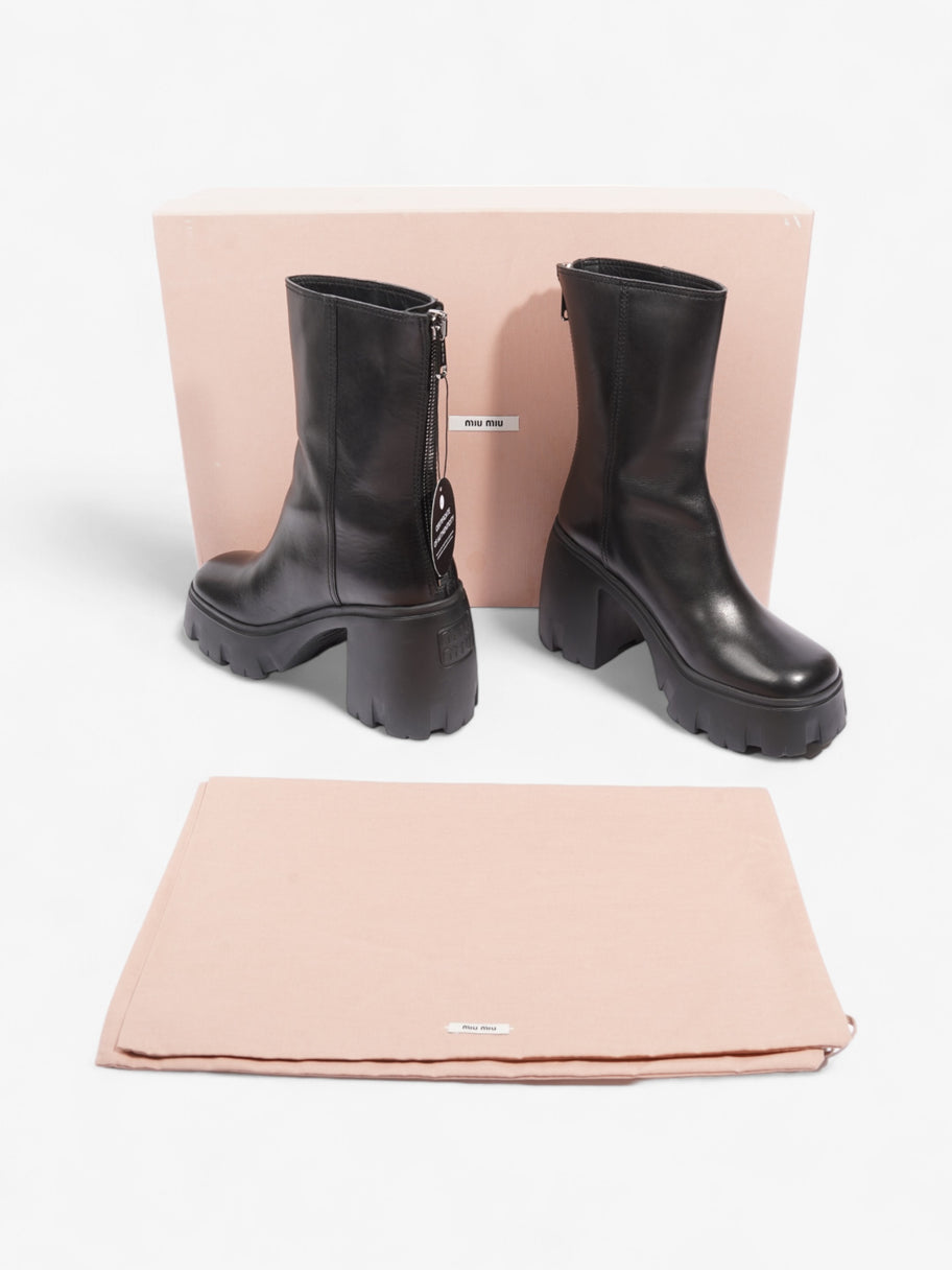 Miu Miu Platform Leather Boots  100 Black Leather EU 38 UK 5 Image 9