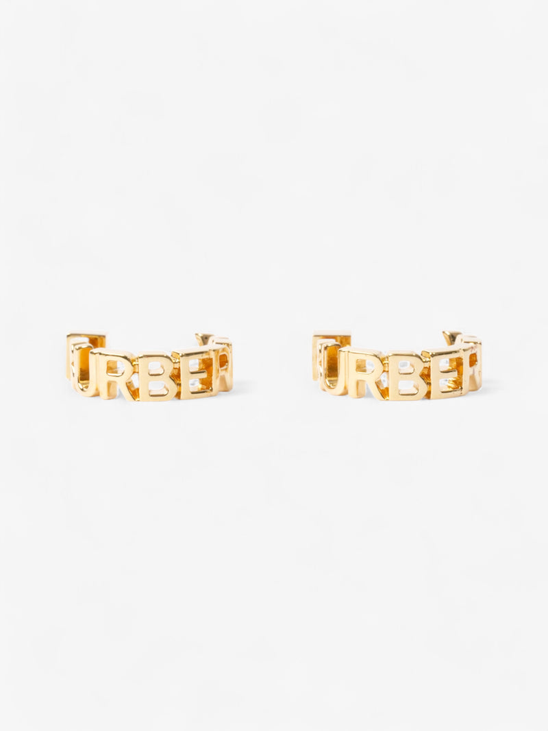  Burberry Logo Hoop Earrings Gold Base Metal