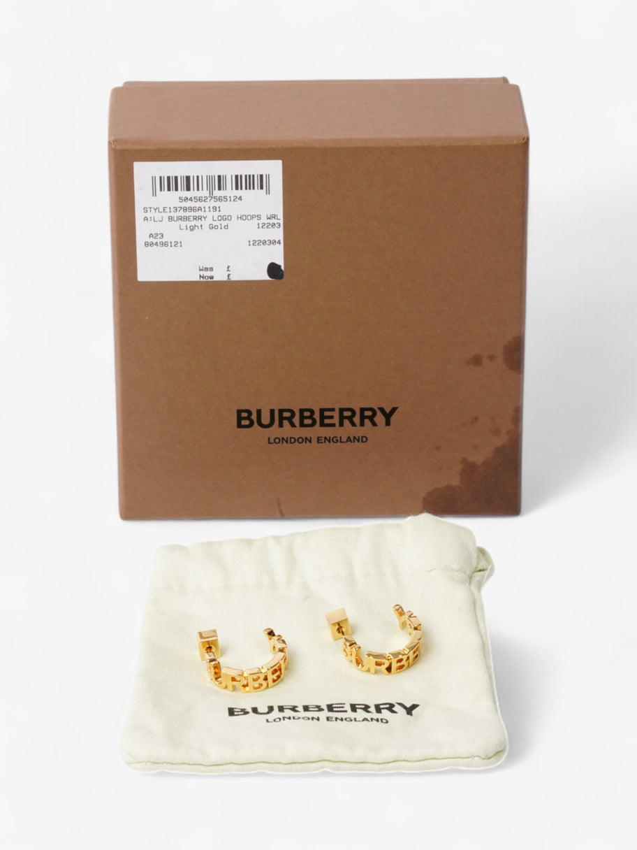 Burberry Logo Hoop Earrings Gold Base Metal Image 5