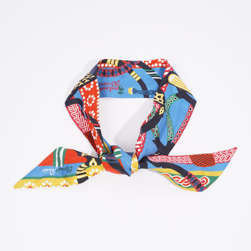  Twilly Scarf Multi Coloured Pattern Silk