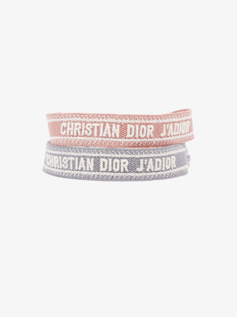  Christian Dior J'Adior Friendship Bracelet Set Pink / Grey / White Cotton