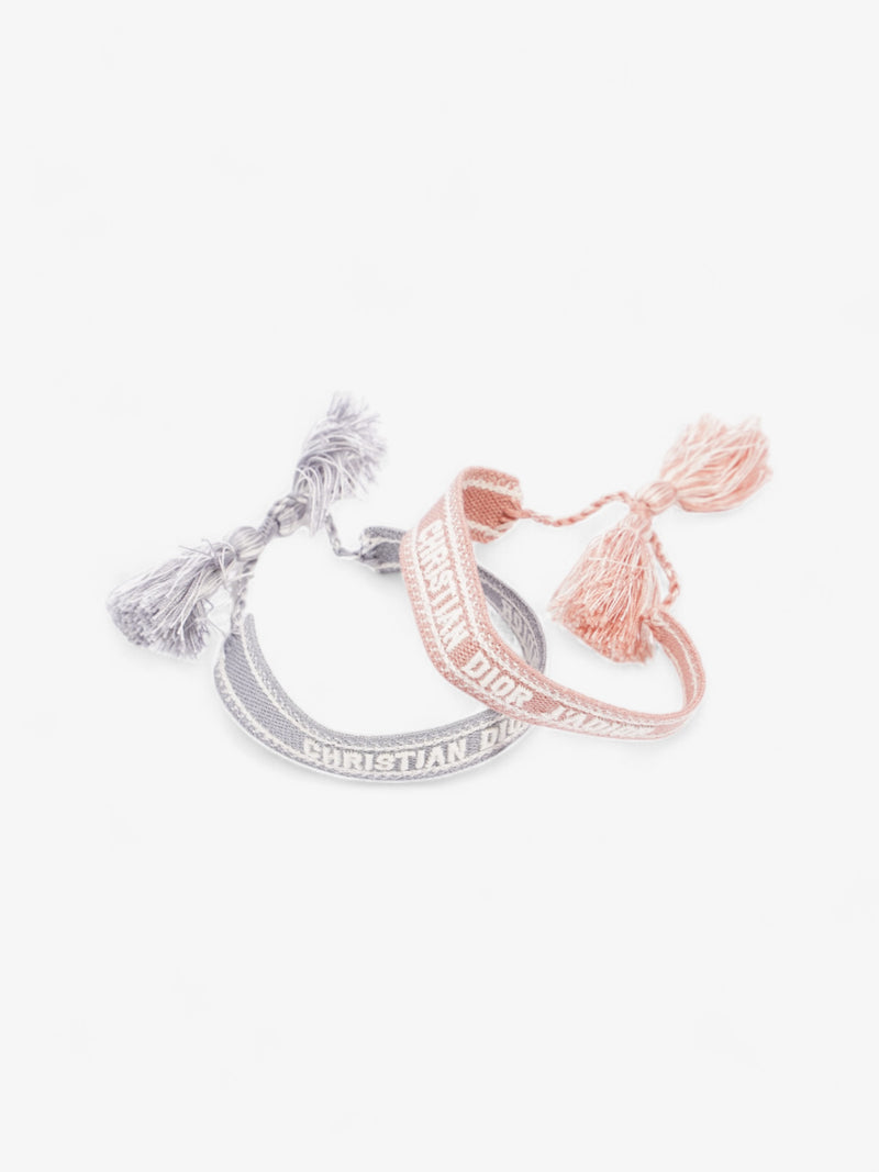  Christian Dior J'Adior Friendship Bracelet Set Pink / Grey / White Cotton