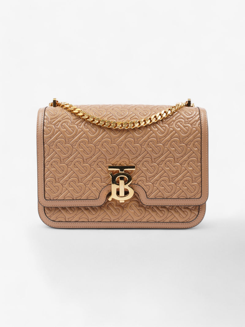  Burberry TB Monogram Chain Bag Honey Calfskin Leather Medium