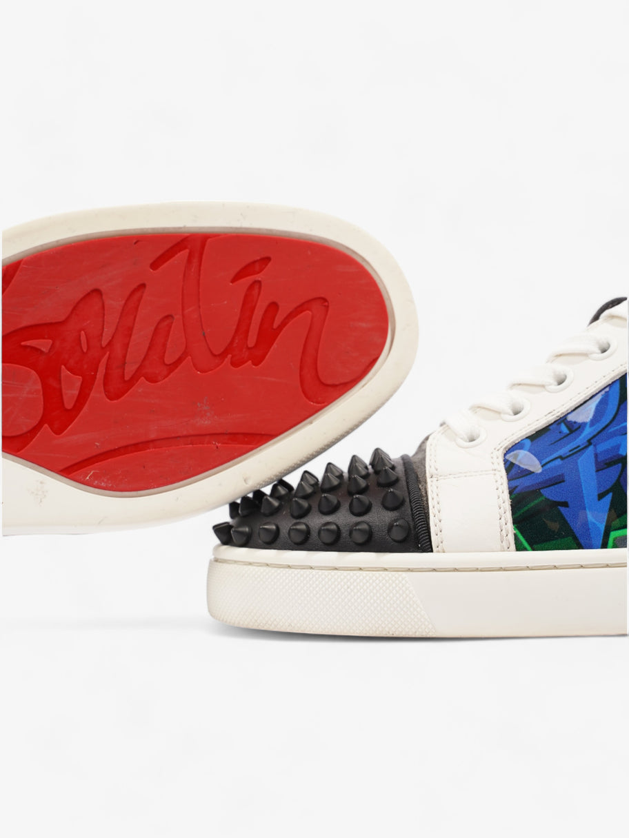 Christian Louboutin Louis Junior Spike Blue / White / Black Patent Leather EU 40 UK 7 Image 9