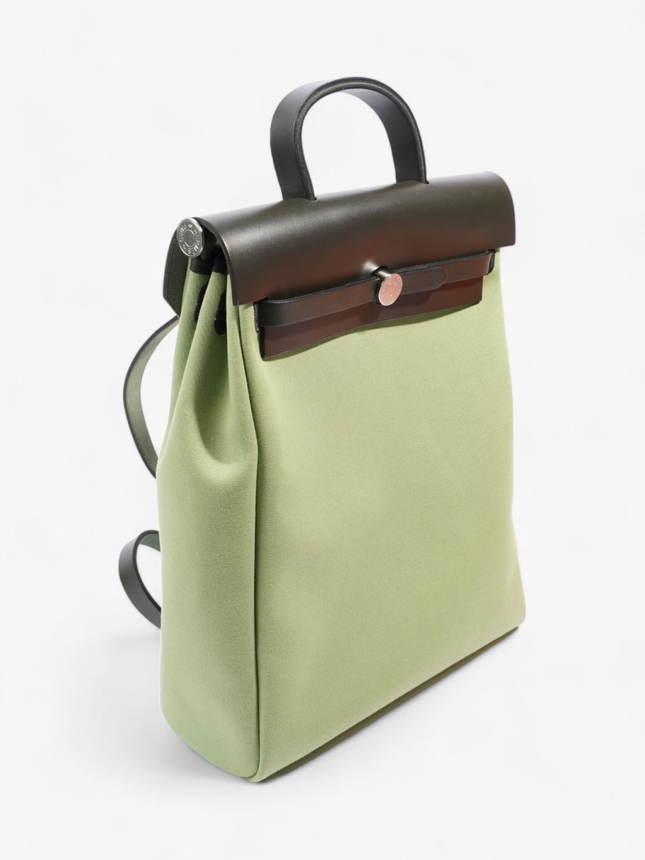 Hermes Herbag Backpack Green Canvas Image 8