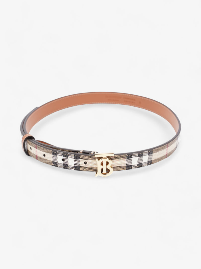  Burberry TB Belt Vintage Check / Light Gold Canvas Small (87cm)