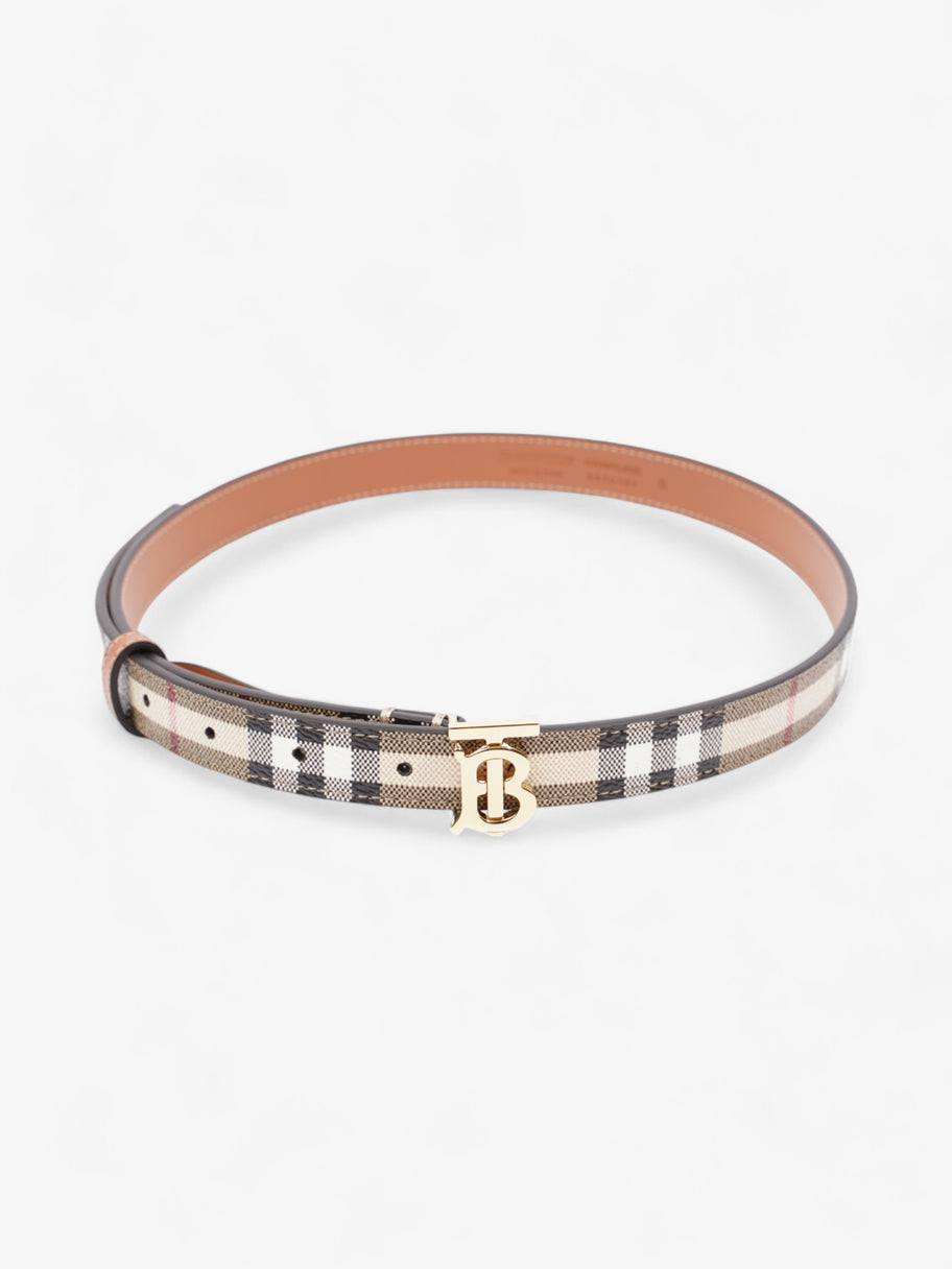 Burberry TB Belt Vintage Check / Light Gold Canvas Small (87cm) Image 2