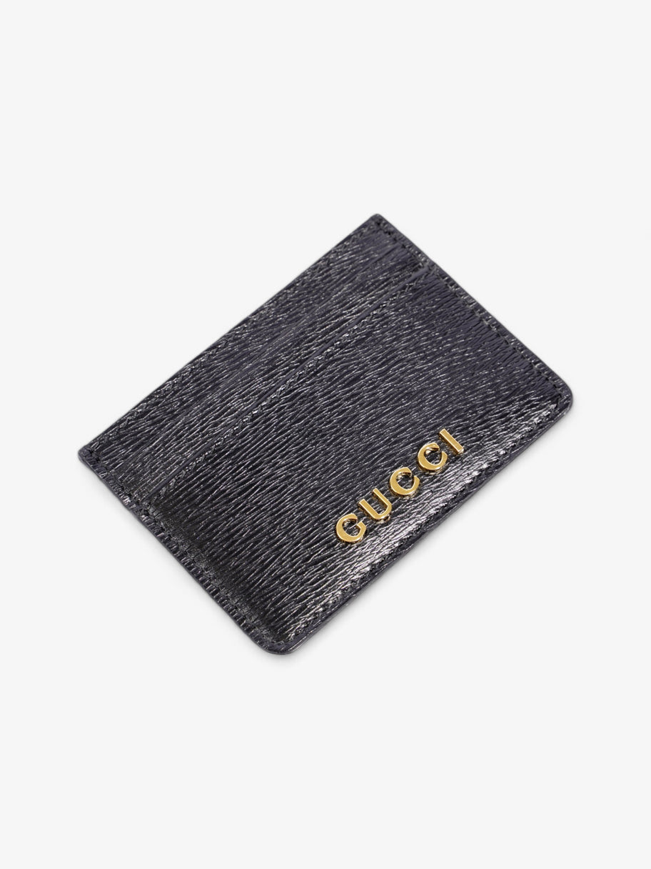 Gucci Logo Card Holder Black / Gold Leather Image 3