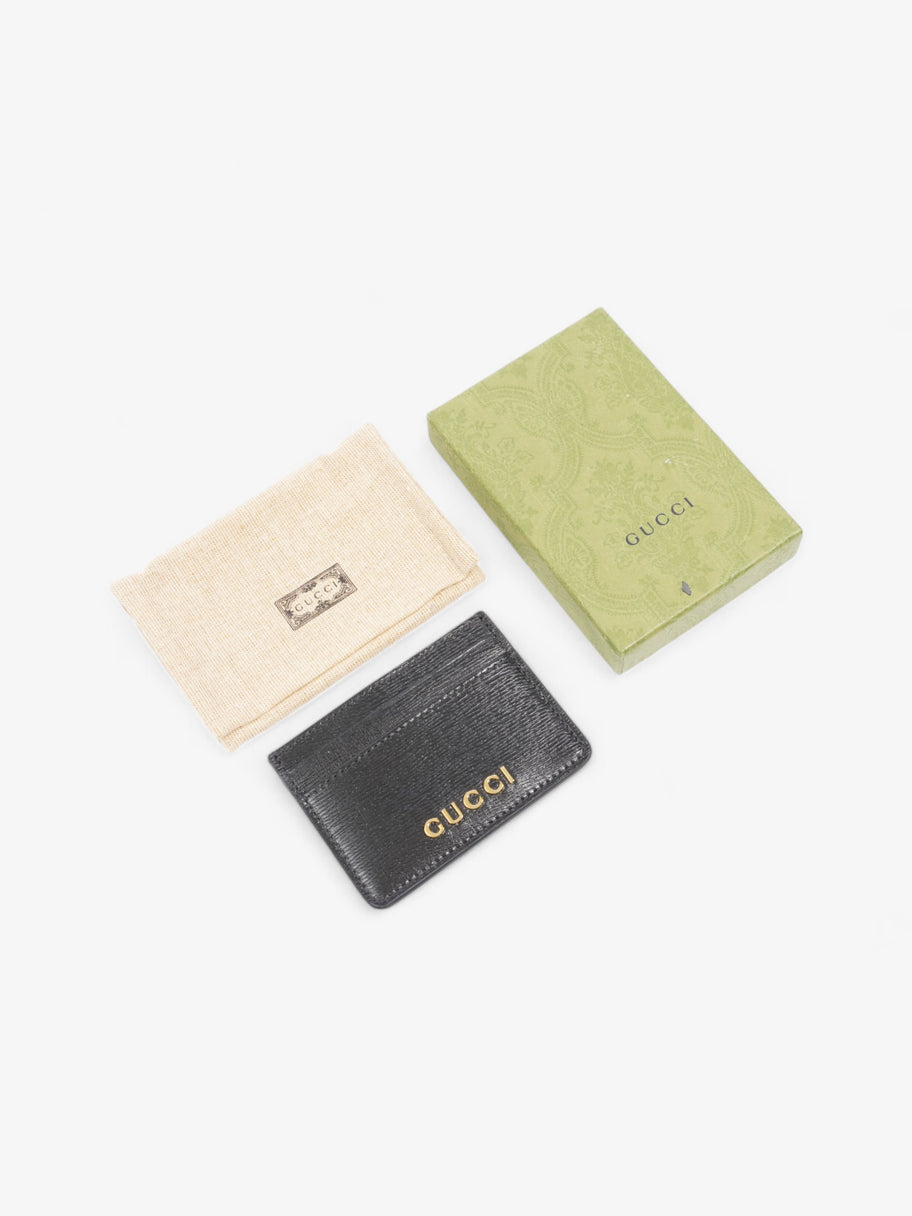 Gucci Logo Card Holder Black / Gold Leather Image 5