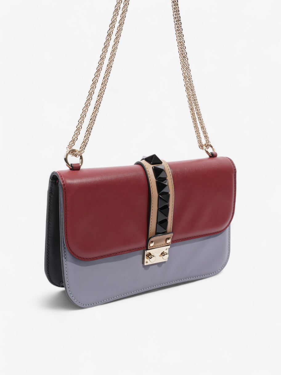 Valentino Glam Lock Burgundy / Light Blue / Black Leather Medium Image 7