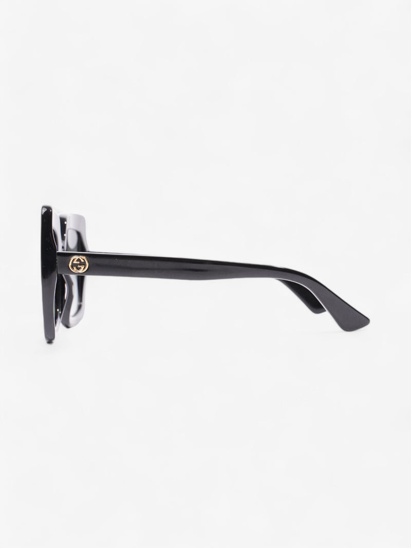  Gucci Oversized Square Sunglasses Black / Gold Acetate 145mm