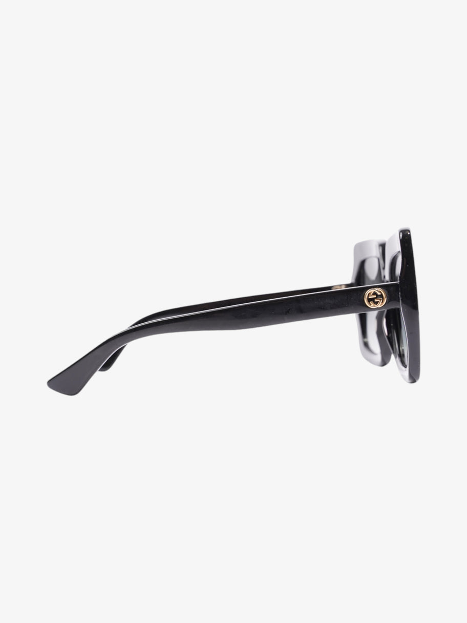 Gucci Oversized Square Sunglasses Black / Gold Acetate 145mm Image 4