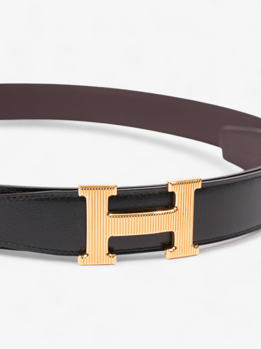 Hermes H Striee Belt Buckle & Reversible Strap Black / Brown / Gold Leather 100cm Image 2