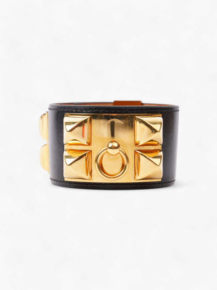 Hermes Collier De Chien Bracelet Black / Gold Calfskin Leather T2 (Small) Image 1