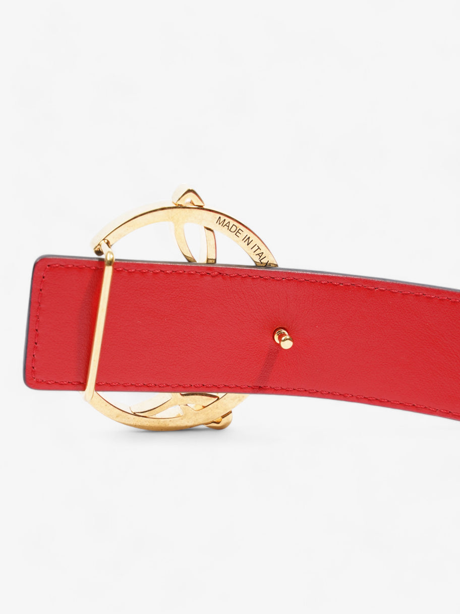 Christian Louboutin CL Logo Belt Black / Gold / Red Calfskin Leather 75cm / 30