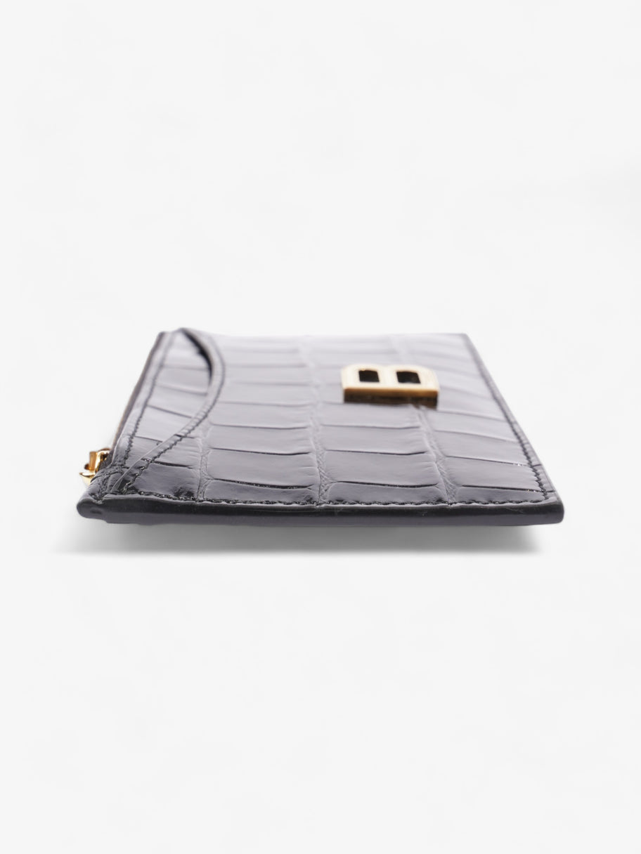 Hourglass Zipped Croc-Effect Cardholder Black Leather Image 4