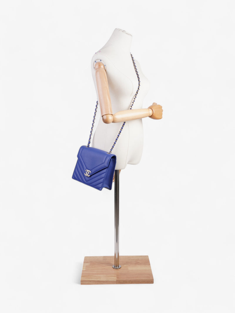  Chanel Envelope Flap Bag Blue Calfskin Leather