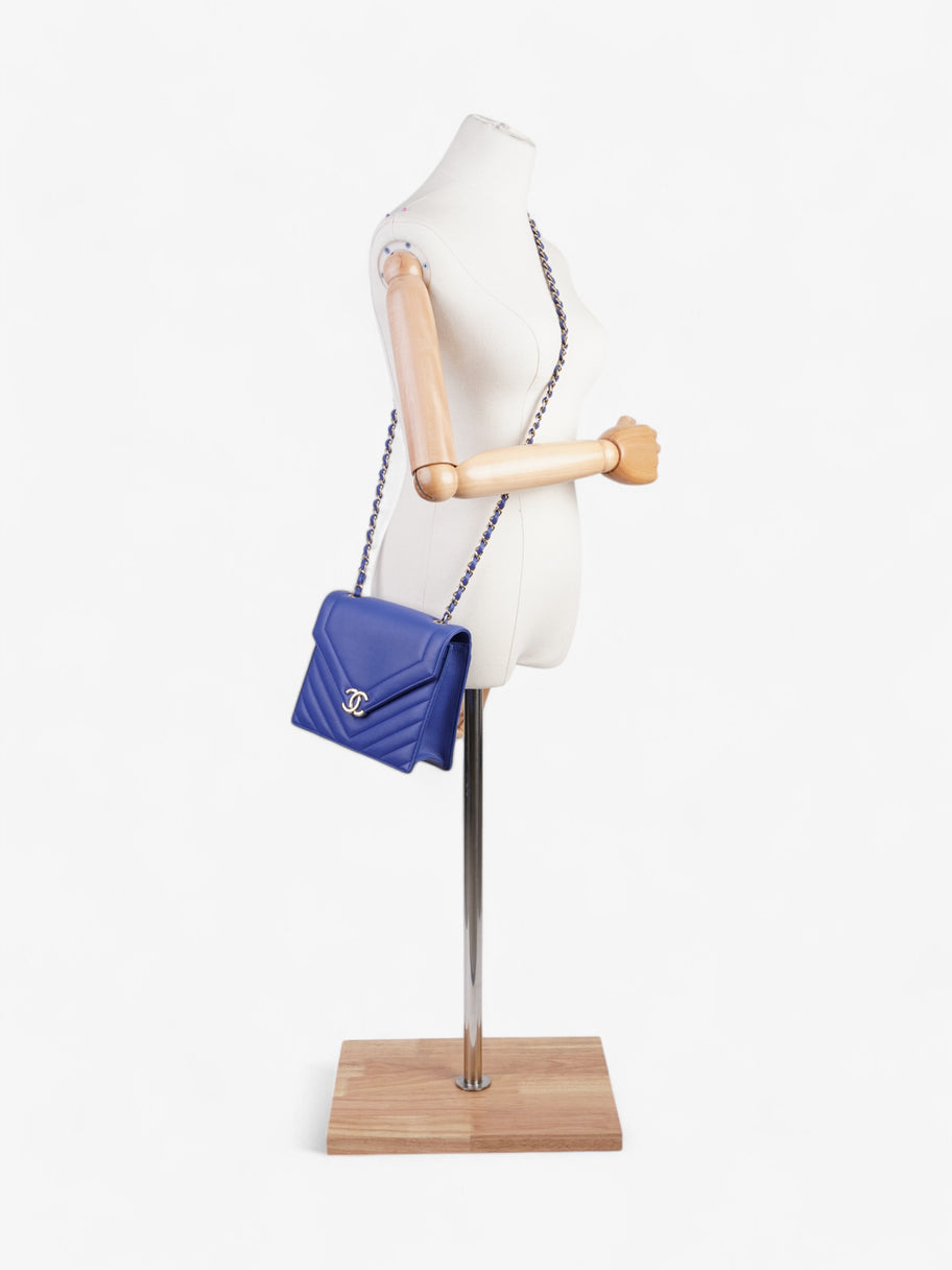 Chanel Envelope Flap Bag Blue Calfskin Leather Image 2