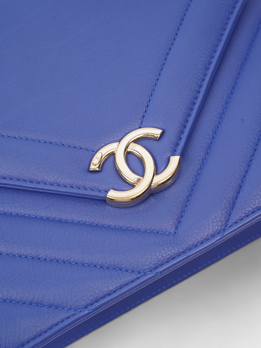 Chanel Envelope Flap Bag Blue Calfskin Leather Image 7