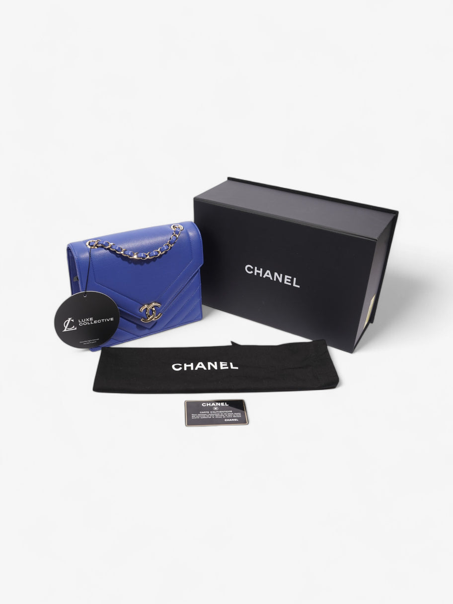 Chanel Envelope Flap Bag Blue Calfskin Leather Image 10