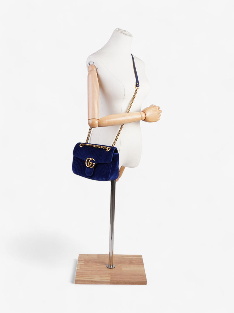  Gucci GG Marmont Midnight Blue Velvet Small